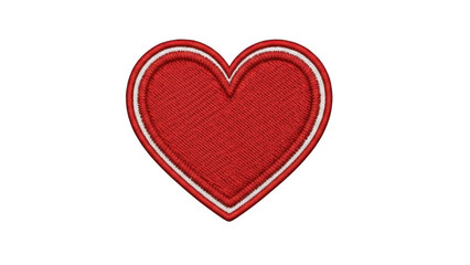 Fototapeta premium Red heart embroidery patch isolated on transparent background