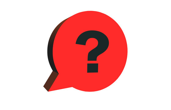 Speech bubbles with question mark 3D symbol isolated on transparent background in red color, png