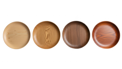 Collection of four wooden plates in different shades