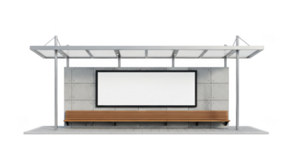 Modern bus stop with digital advertisement