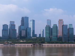 Naklejka premium Chongqing Jiangbei Financial District Panoramic City Skyline View