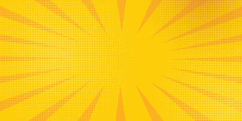 Pop art yellow comics book cartoon magazine cover. Cartoon funny retro pattern strip mock up. Vector halftone illustration.