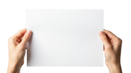 Hands holding blank paper