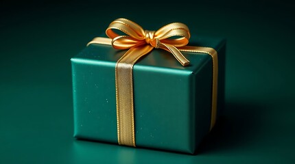 Ultra-realistic product shot of a Christmas gift, studio lighting emphasizing texture, a sophisticated color scheme of deep emerald and metallic gold, isolated subject on a clean background
