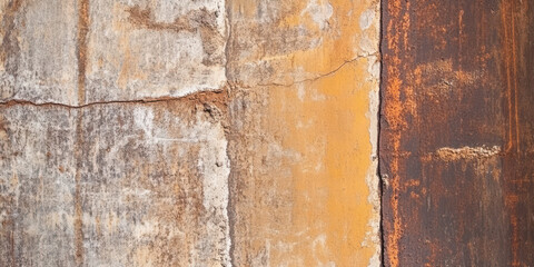 rusted metal texture background with orange to gray gradient fading into brown corroded base and speckled rust spots