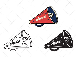 Cheer Megaphone SVG Cut Files Bundle | Cheerleading Silhouette | Sports Megaphone Vector | Cheers Team Spirit Design