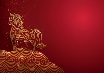 Happy Chinese New Year Horse Background Chinese New Year Greeting Advertising Post Horse Year