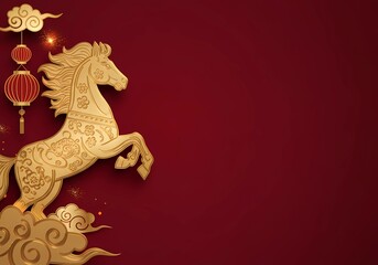 Chinese Horse Year Lantern Festival Background With Empty Space Traditional Chinese Horse Year Art