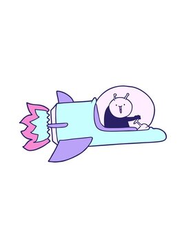 pixelize effect animation of cartoon alien in spaceship