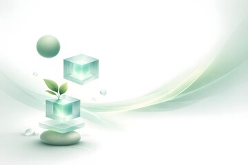 3d abstract green background featuring geometric cubes and bright digital light shapes for a modern business illustration or celebration wallpaper design