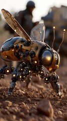 Menacing Cyber Insect with Armor and Tech Details
