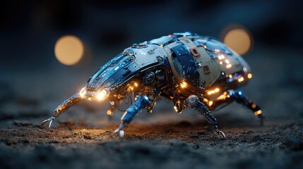 Futuristic Mechanical Insect Hybrid Crawling Terrain
