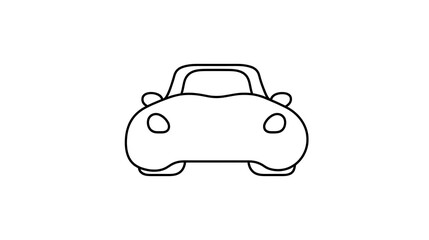Front view of a simplified black outline car on a white background, representing transportation