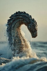 A massive sea serpent creature emerging from the ocean