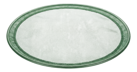 Durable nylon mesh leaf collection net for large outdoor patio areas.