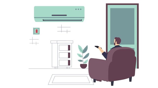 HVAC technician repairing air conditioner animation, Homeowner explaining ac problem animated video, Electrician Profession Clip, Low High Voltage Power Supply footage Handyman and Repairman motion