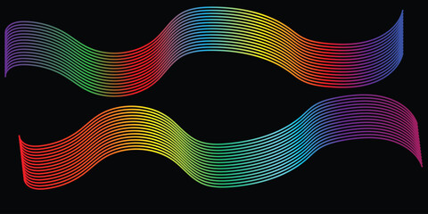 rainbow colored wavy lines on black background