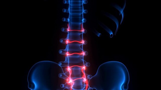 Human spine and pelvis xray: detailed visualization of spinal structure and bone anatomy