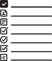 Minimal Checklist Document Icon with Checkmarks and Text Lines