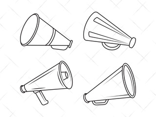 Cheer Megaphone SVG Cut Files Bundle | Cheerleading Silhouette | Sports Megaphone Vector | Cheer Megaphone Clipart | Outline | Cheers Team Spirit Design