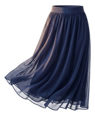 Navy chiffon maxi skirt featuring a wide elastic waistband.
