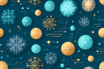 Seamless winter tech pattern for greeting backgrounds