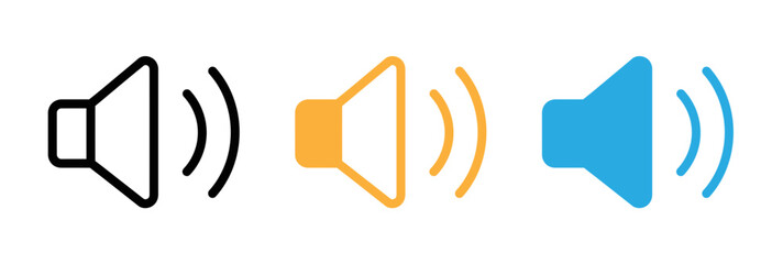 Volume control icons in three different states