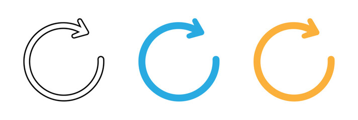 Three colorful circular arrows in black blue and orange