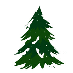 Snow Covered Christmas Tree Illustration on Transparent Background