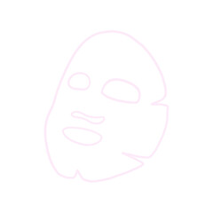 White Face Mask Skincare Line Drawing on Transparent Background