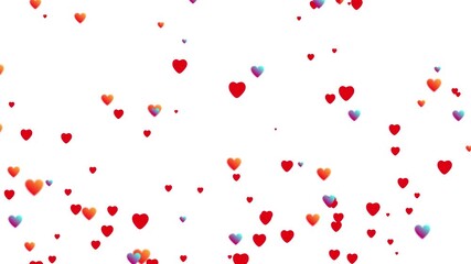 Romantic Colorful Heart Flying On White Screen Background Seamless Loop 4k Video. wedding and valentines day Alpha channel background.