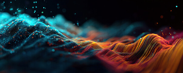 Digital backdround ideal for technological operations, neural networks, AI, data transmission and encryption, digital archives, audio and visual representations, scientific research