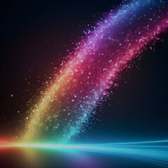 Abstract Neon Rainbow Glowing Particle Shapes, Futuristic AI Energy Background
