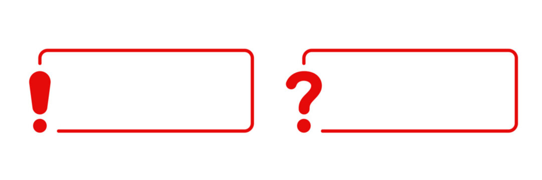 Red Exclamation And Question Mark Frame Border Set. Communication, Inquiry, And Alert Symbol Collection. Dialogue And Messaging Interface Design. Isolated Vector Illustration