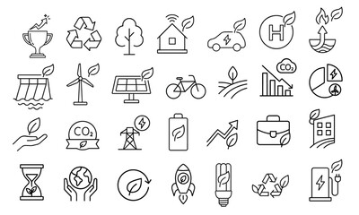 Thin line icons set for startup business concepts, innovation, growth, and development strategies