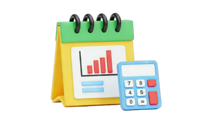 Calendar and Calculator Illustrating Financial Planning
