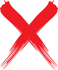 Obraz premium Bold red x mark graphic with brushstroke style isolated on black background