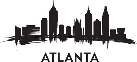 Atlanta georgia cityscape skyline black silhouette with grunge brush stroke isolated vector © Bakalia