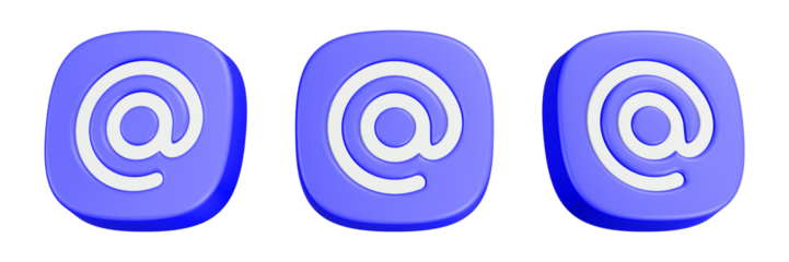 at sign 3d rendering icon blue button