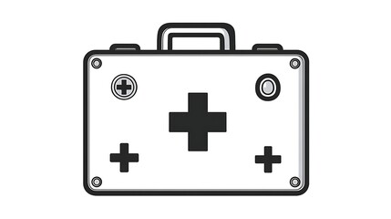 Isolated vector illustration of a first aid kit with a handle and medical cross symbols