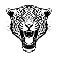 Black and white illustration of leopard head. © Taufiq