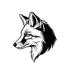 Fototapeta premium Black and White Wolf Head Illustration.