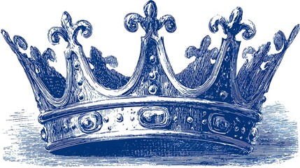 Intricate illustration of a royal crown, featuring ornate details and fleur-de-lis elements