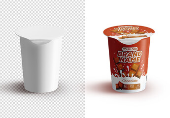 Plastic Cup Food Packaging Yogurt Container Mockup Isolated