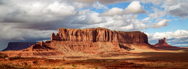 Red Sandstone Buttes in Desert Landscape