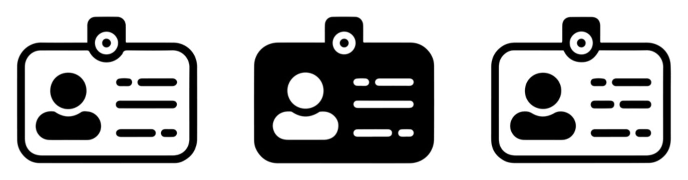 id card badge icon set