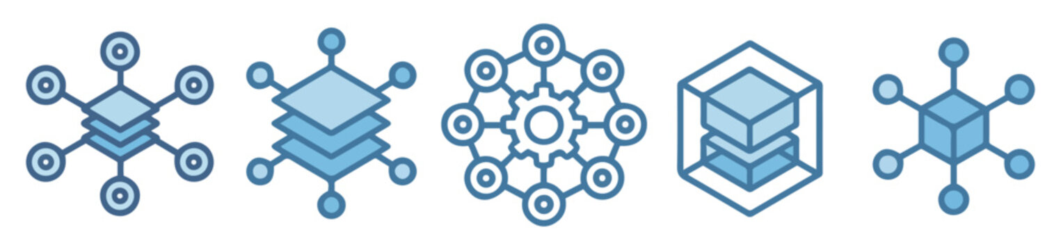 platform organization network icon set