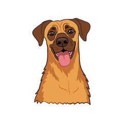 Smiling Great Dane Cartoon Illustration with Tongue Out on Transparent Background