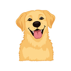 Cute Yellow Labrador Dog Head Cartoon with Tongue Out on Transparent Background