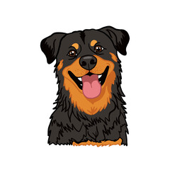 Rottweiler Cartoon Drawing with Tongue Out on Transparent Background